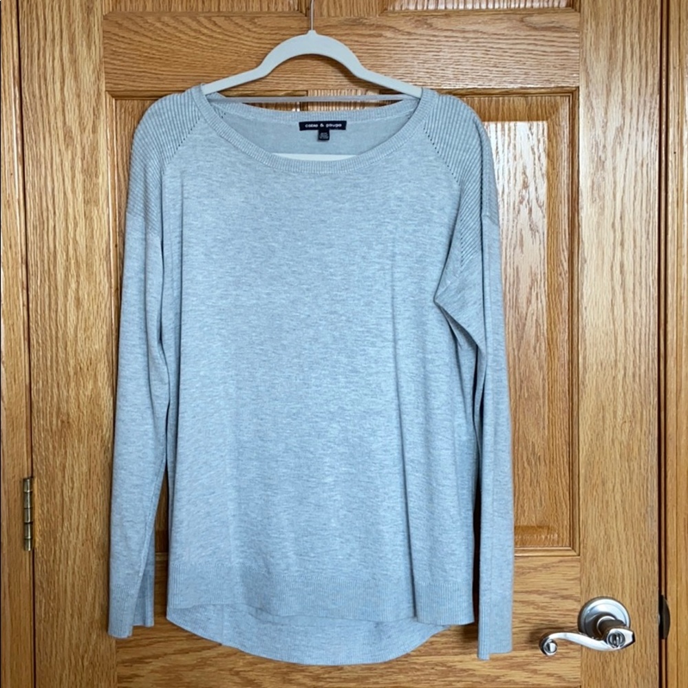 Cable and gauge gray sweater